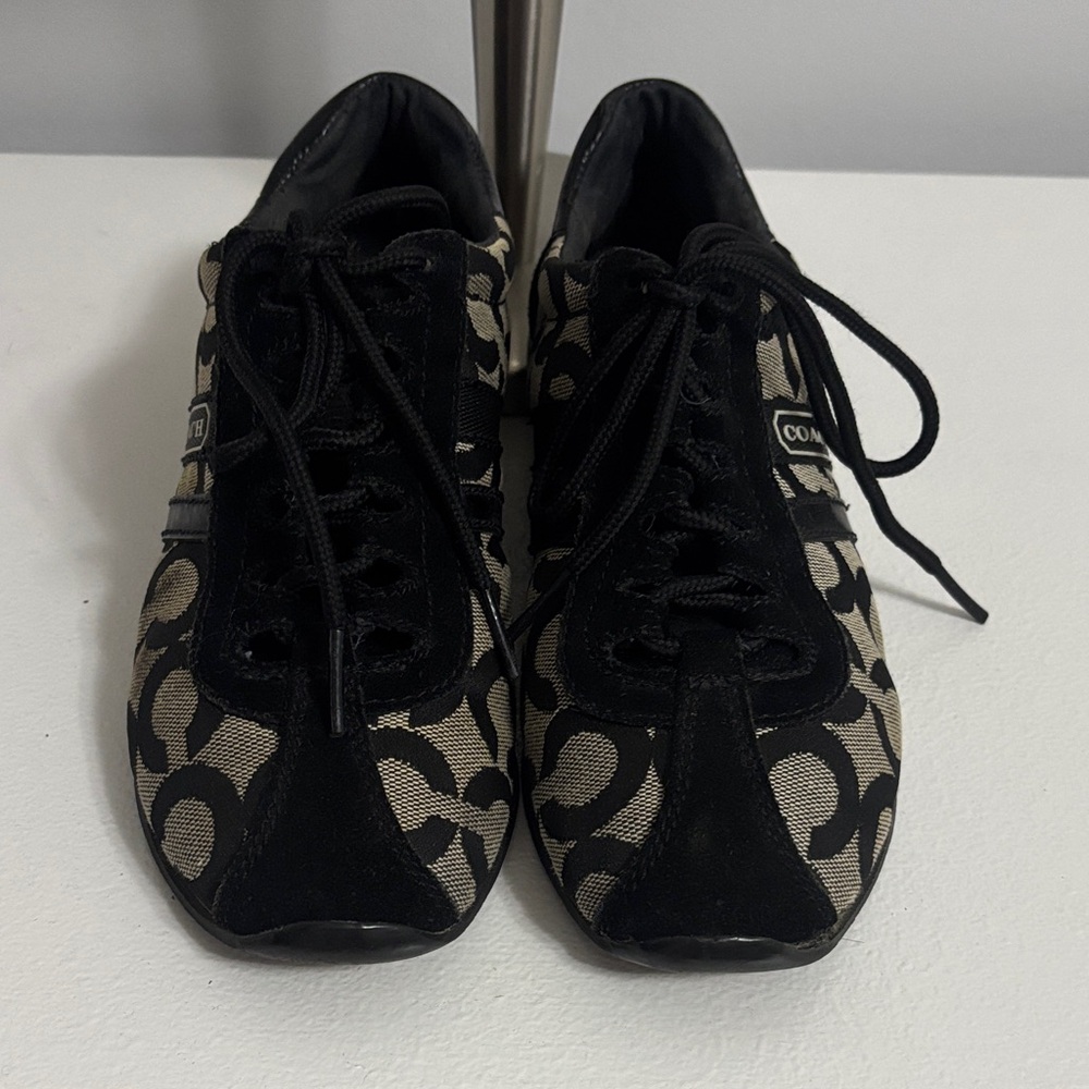 Coach Women's Black and Cream Patterned Sneakers